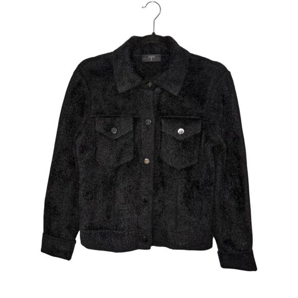 Tahari Women’s Small Faux Fur Jacket Black Comfort Soft Whimsigoth Chic NEW - Picture 1 of 6